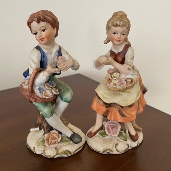 Napcoware Japan Porcelain Boy & Girl Figurines - Picture 1 of 5